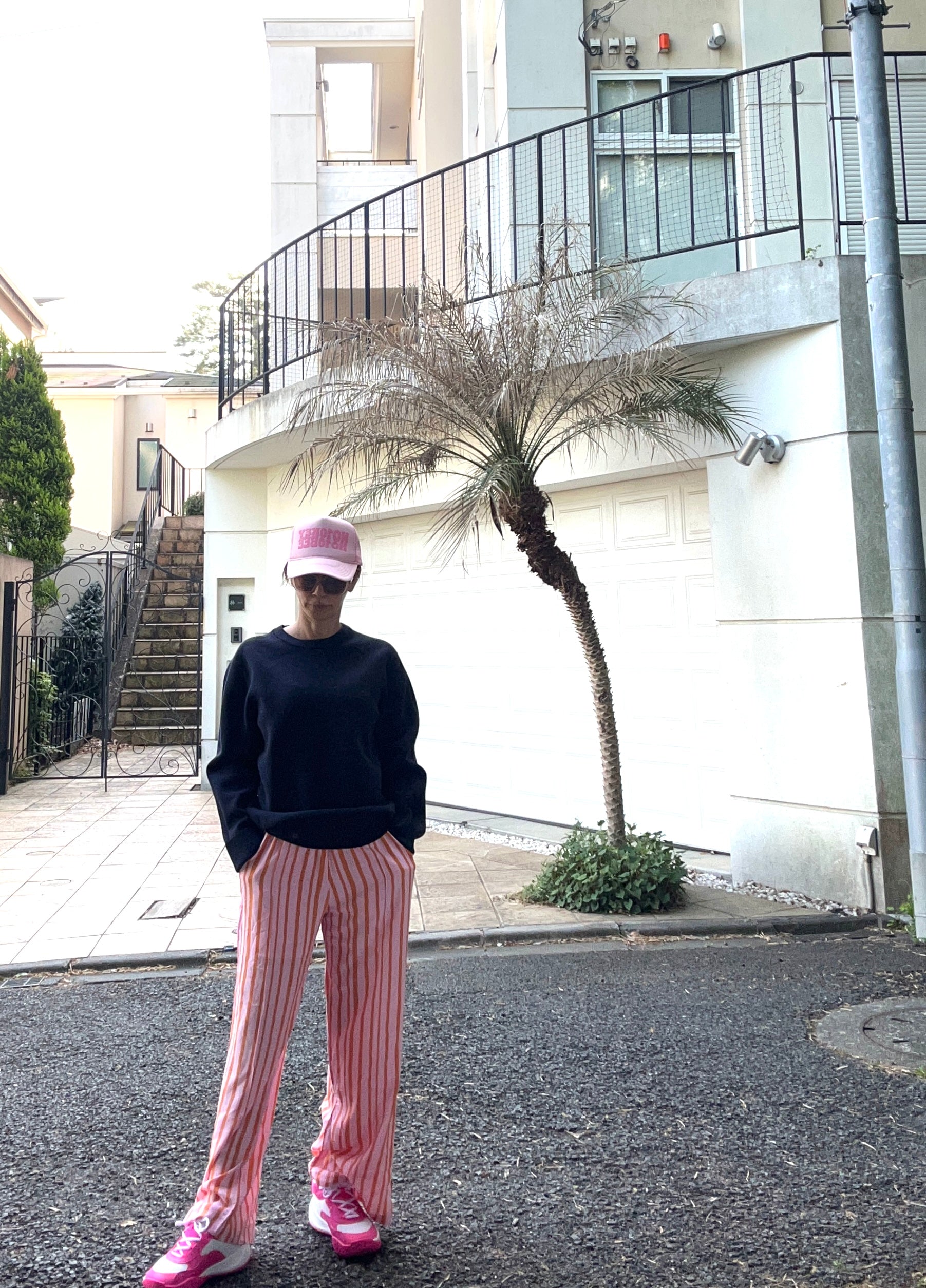 ストライプリラックスワイドパンツ